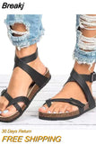 Women Sandals 2023 New Women Summer Sandals Plus Size 43 PU Leather Flat Sandals Female Flip Flop Casual Beach Shoes