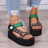 New Summer Women's Shallow Mouth Leaky Toe Platform Sandals Outdoor Simple Mixed Color Wedge Sandals Women's