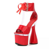 Super High Heel 17.5CM Round Heels Pole Dance Shoes Summer Modern Sexy Stripper Nightclub Ankle Strap Sandals For