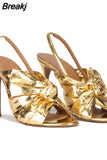 Silver Women's Sandals Sexy Big Butterfly-Knot Gladiator Sandals Women 2023 Summer Stiletto Runway Ladies High Heel