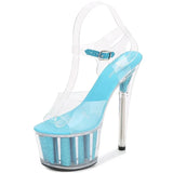 Tube Dancing Shoes High-heeled Shoes Sandals Thin-heeled 17cm Sexy Sequins Platform Hate Sky high-heeled Shoes
