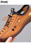 Summer Men's Casual Sandals Fashion Hollow Out Breathable Shoes Flat Business Soft Bottom Sneakers Sandalias