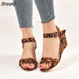 Women's Wedge High Heel Sandals Summer 2022 New Buckle Fish Mouth Women's Sandals Big Size 35-43 Bohemian Sandalias De