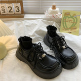 Pumps Platform Oxfords Shoes for Women 2024 Spring Lace Up Flats Woman Thick Bottom Patent Leather Gothic Loafers