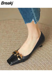 Summer Footwear Square Toe Shoes for Women 2023 Moccasins Block Heel Chunky Heels Yellow Low Elegant Casual 39 Chic A E