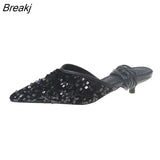Summer New Women's Low-heeled Sandals Pointed Toe Fashion Elegant Cross-lace French Stiletto Women's Sandals