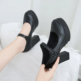 Mary Jane Shoes Round Head 2024 New Hot Girls Jk Uniform Small Leather Shoes High Heels Single Shoes With Thick