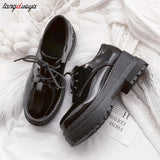 Heels Loafers Women 2024 Spring British Style Thick Heels Oxfords Shoes Woman Black Jk Uniform Shoes Mary Janes