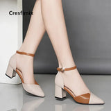 Hauts Talons Women Classic White Pu Leather Buckle Strap High Heel Shoes Lady Casual Black High Heels Sexy Shoes