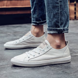 Leather Men Shoes lace up outdoor Casual Shoes for Men Cow Leather Simple Fashion black white Men shoes for Men