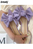 Flip-flop Sandals Women Stiletto Open Toe Purple Bow Knot High Heels 2023 Fashion Roman Sandal Elegant Mule Slipper