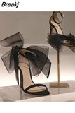 Butterfly-Knot Sandals Woman Summer 2023 High Heels Women Pumps Pointed Designer Shoes Mary Janes Sexy Stiletto Wedding