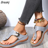 Beach Wedges Ladies Shoes For Retro Casual Women Flat Platform Sandals Mid-heel Shoe Flower Shoes Flip-flops