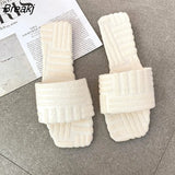 New Plush Women Slippers Female Cute Solid color Cotton Slippers Home Comfortable Shoes Indoor furry slide slippers