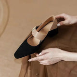 Jane Shoes for Woman 2024 New Spring Fashion Chunky Party Shoes Women's Square Toe High Heels Shoes Retro Black Woman