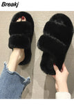 Shoes for Women 2023 Sandals Summer Heels Velvet New Fashion Outside Girls Fur Low Flock Rome Short Plush Slipper