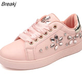 Sneakers Women Flats Rhinestone Woman Casual Shoes Soft Women's Sneakers Ladies Brand Shoes Pink Black White