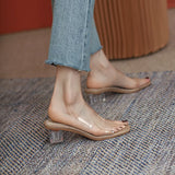 Word With Transparent Sandals 2024 Summer New Fashion Fairy Fengshui Crystal Sandals High