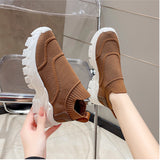 Women's Mesh Breathable Weaven Sneakers Women Light Sneakers Platform Slip on Shoes Female Casual Running Shoes Females