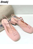 Sandals Women's 2023 Summer New Fashion Patent Leather Mary Jane Women's Shoes Shallow High Heel Single Sandalias