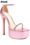 Super Thin Heels Woman Sandals 2023 Summer Cover Heel Sexy Party Wedding Shoes Fashion Comfy Women Pump Sandals