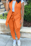 Fall 2023 Two Piece Set Women Outfits Solid Double Breasted Blazer Coat and Sashes Pants Office Lady Casual Street