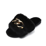 For Women Casual Outdoor Slippers Plush Shoes Fashion Flat-bottomed Rhinestone Plush Slippers Women Size 43 Flat