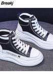 Women Sneakers High Top Fashion 2023 Breathable White Sport Shoes Platform Chunky Sneakers Leather Tennis Female