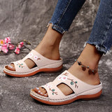 Breakj And Comfortable Flowers Flat Bottom Lady Fish Mouth Slippers 2023 New Large-Size Slope And Slippers