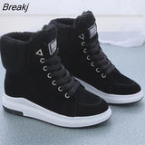 Women Shoes Fashion Botas Mujer 2021 Winter Warm Ankle Short Boots Female Footwear Lace Up Flat Platform Casual Ladies Shoes