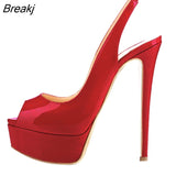 New 14CM Platform Super High Heels For Woman Sexy Open Toe Sandals Gladiator Party Dress Women Shoes Plus Size