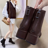 Breakj Net Red New Fashion Short Boots Women In The Back Zipper British Style Martin Boots Skinny Boots Naked