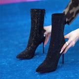 Spring and Autumn New Fashion Outwear Versatile Comfortable Slim Heel Back Zipper Women's Naked Boots Single