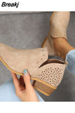 Ankle Boots for Women Low Heel Boots Women Pointed Boots Handmade Rivets Spring Autumn Women's