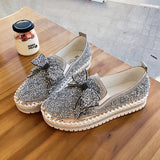Women With Single Shoes In Spring 2023, The New Style Of One Foot With Thick Soles, Lazy People, Leisure Drill, Bow Tie, Korean Version Of Student