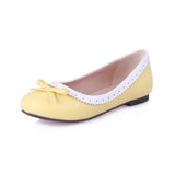 Size 34~51 Ballet Flats Women Autumn Spring 2023 Mixed Colours Patchwork Casual Loafers Bow PU Leather Slip on Basic