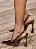 Pointed Toe High Heels Shoes Women Sandals New Dress Party Shoes Summer 2024 Designer Slingback Walking Zapatos Femme
