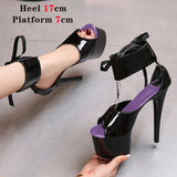 Colors Sandals Ladies Summer Modern Women's Shoes Ankle Strap Heels Pole Dancing Platform Nightclub 17CM Super High