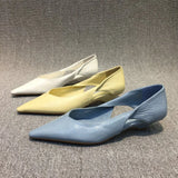Station Women's Shoes 2024 Spring New European PU Thin Heels Shallow Mouth Pointy Hollowed-Out Cats And Casual Single