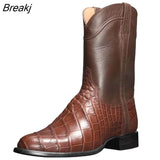 Men's Boots Men West Cowboy Boots High Tube Retro Crocodile Pattern Men Footwear Large size EUR 38-48 designer ankle