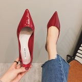 Women Pointed Toe Patent Leather Yellow Wine Red Lady Fashion Flats Candy Color Flat Sole Flat Heel Shoes Large Size 43