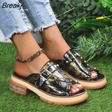 Sandals Women Shoes Snake Print Classic Casual Vacation Daily Open Toe Rivets Monk Buckle Comfortable Sandals Plus size