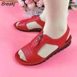 Women Sandals Zipper Flat Soft Pu Leather Sole Comfy Sandalias Summer Casual Mother Shoes Solid Color Plus Size Chaussure