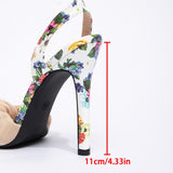 Breakj Women's Round Head Print Knots With Fine High-Heeled Sandals Women's Shoes Party High