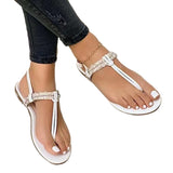 Summer New Fashion Rhinestone Decorated Casual Open-toed Shoes Comfortable Flat Women's Sandals designer