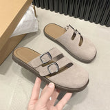 Woman 2024 Trend Women's Suede Mules Slippers Platform Flats Boston Clogs Sandals Fashion Outdoor Slip on Beach