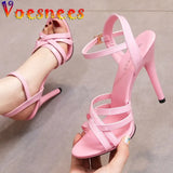 Catwalk High Heels Stiletto Sexy Platform 11cm Sandals Female Summer Red party Shoes Woman Sandals Cross Straps Size