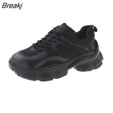 Women Platform Sneakers Leather Casual Ladies Chunky Shoes 2023 White Woman High Black Fashion Brand Thick soled Wedge