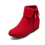 Ankle Boots Winter Shoes For Women Flat Heel Zipper Boots-Women Round Toe Low 2024 Rubber Over-the-Knee Ladies Autumn PU