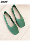 of Women 2023 Summer Fashion Knitted Mesh Breathable Ladies Loafers Comfort Square Toe Casual Flats Zapatos De
